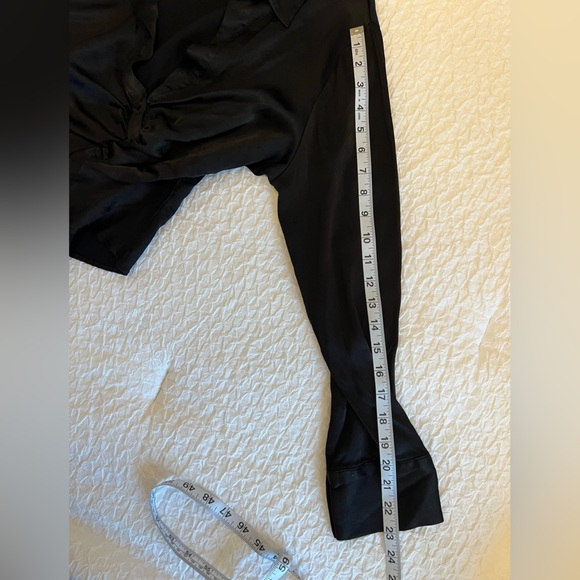 ZARA Women | Black | Fitted Satin Effect Ruched Shirt - Picture 8 of 9